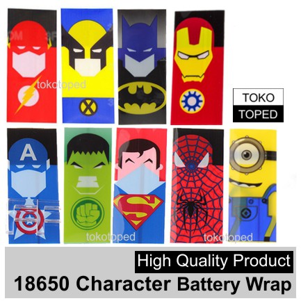 18650 Character Battery Wrap | superheroes super batere wraps baterai