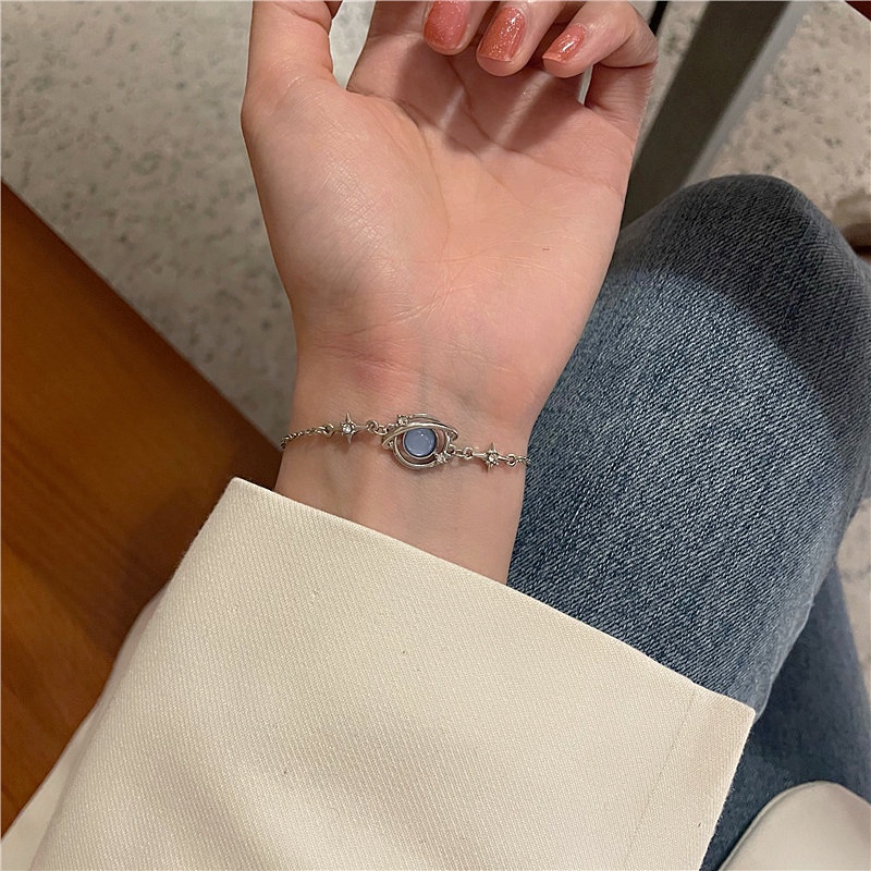 Gelang Tangan Rantai Aksen Planet Biru Mewah Untuk Wanita