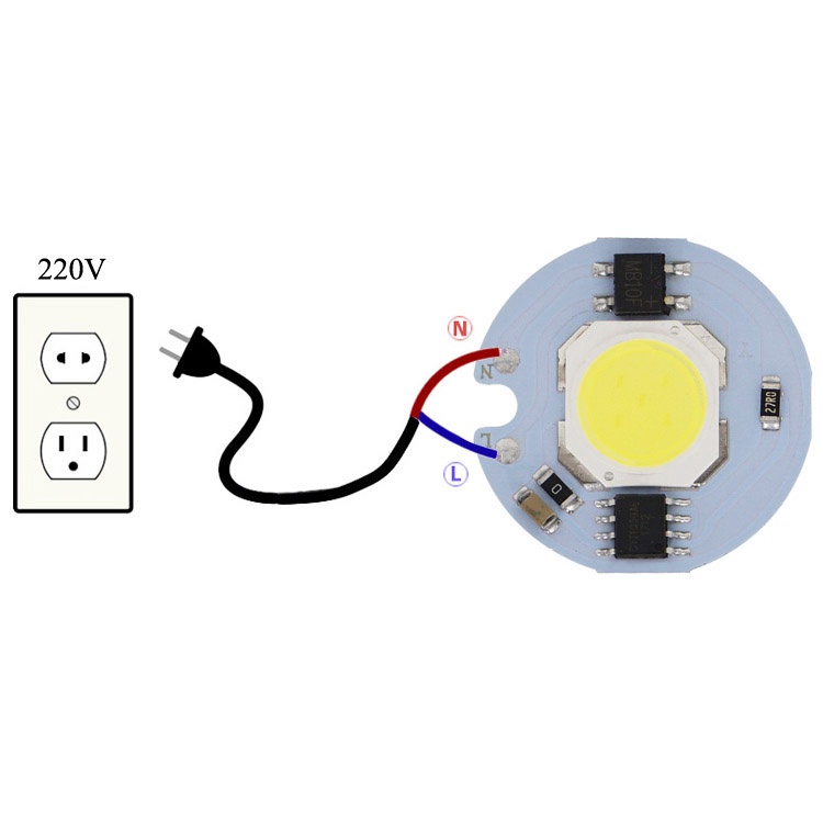 Lampu COB Star 220v 3w 5w 7w LED Putih White PLN AC 25mm 2.5cm