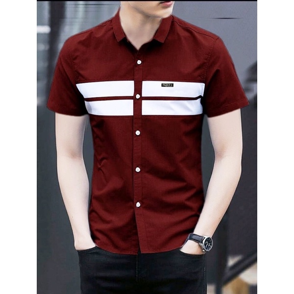 Kemeja Pria Cowok Lengan Pendek Hem Cowok Slimfit Rusty Fashion Casual