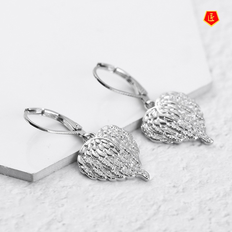 [Ready Stock]Luxury Diamond Heart-Shaped Angel Wings Earrings