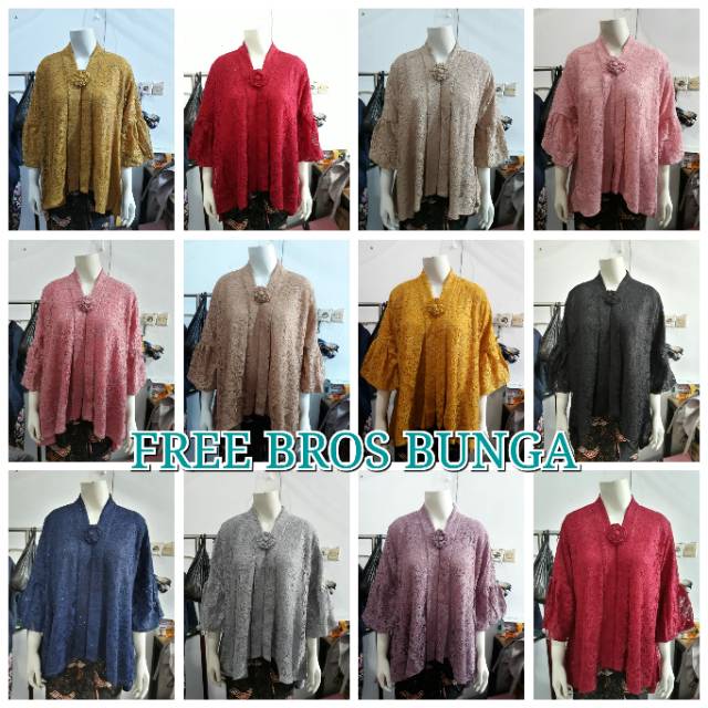 (BrPiJMB) Kebaya Floy Jumbo PINGUIN 7/8 busui BROKAT glitter full furing KeroncongBusana