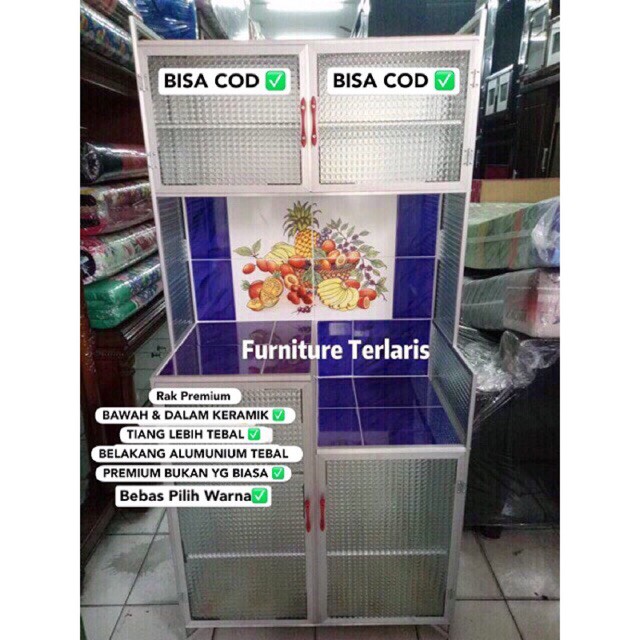 Rak Piring Alumunium 2 Pintu lemari Dapur Alumunium Keramik
