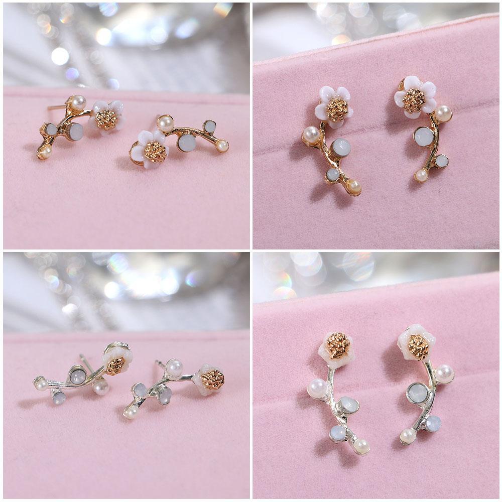 Solighter Bunga Telinga Pejantan Hadiah Fashion Perhiasan Pesta Wanita Gadis Sederhana Shell Stud Earrings