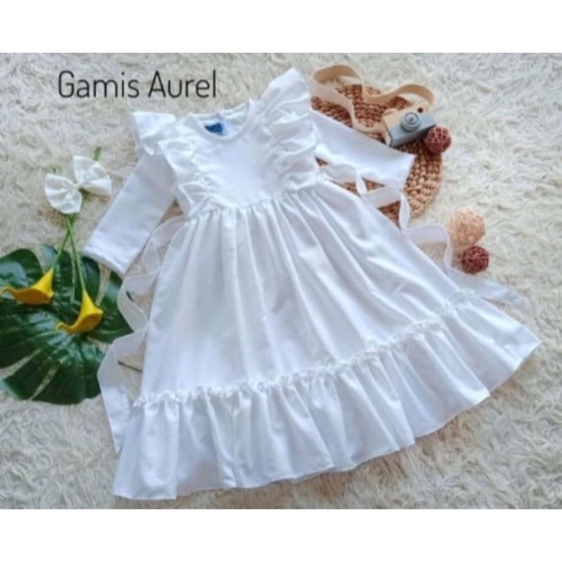 GAMIS ANAK PEREMPUAN LUCU AUREL DRESS FREE BANDU PITA TERBARU 1-8TAHUN