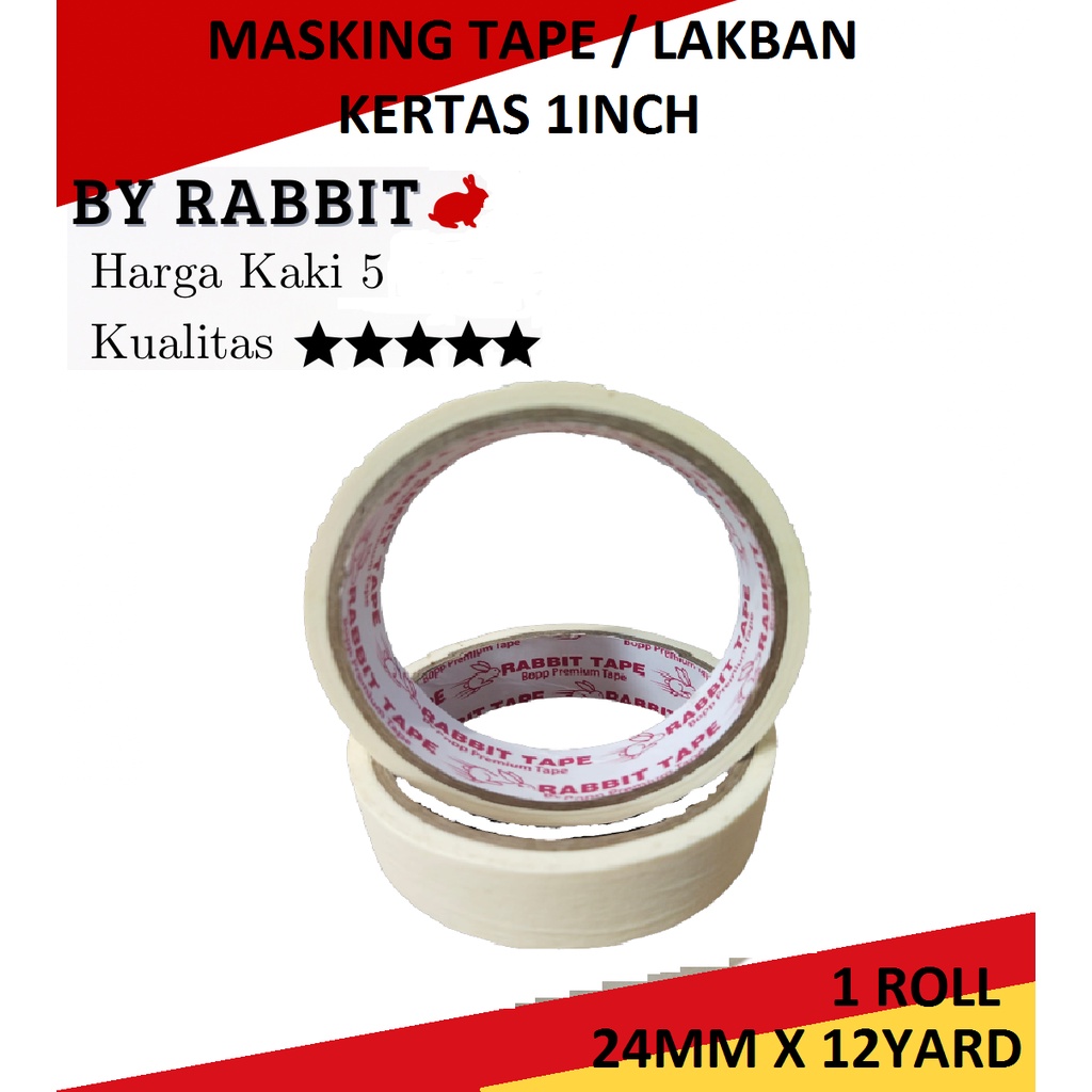 

Lakban Kertas / Masking Tape 1" 24MM x 12Y full setara Daimaru
