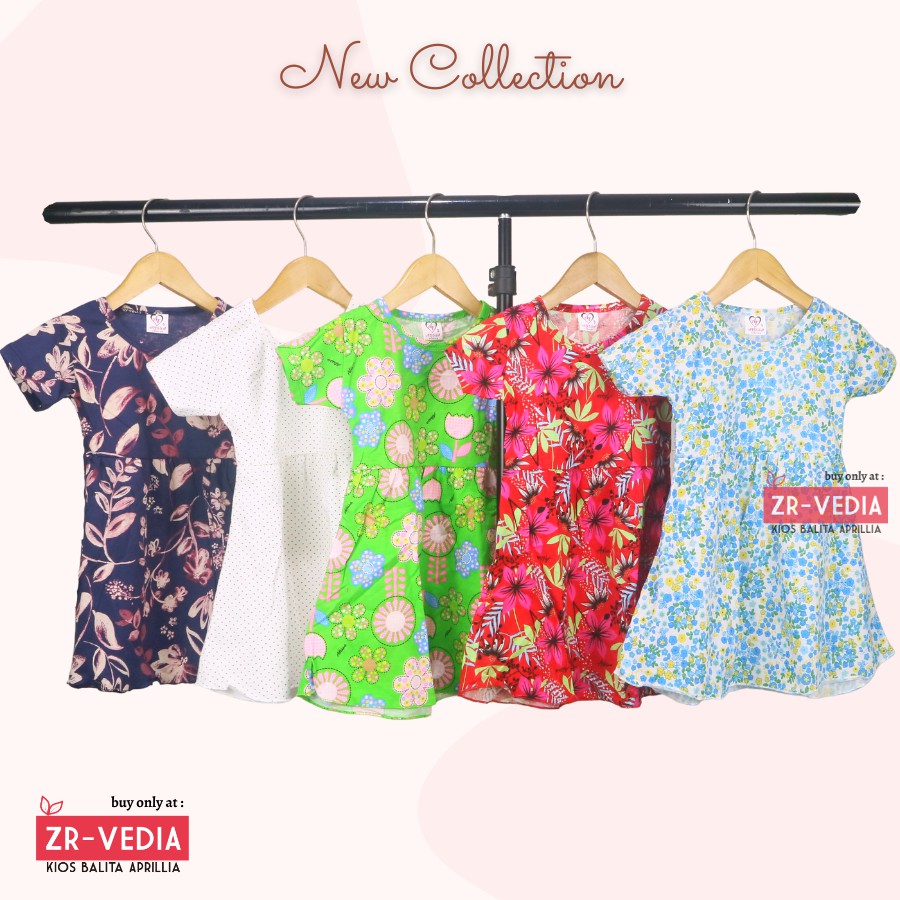 Dress Thalia 1-2 Tahun / Dres Lengan Baju Tidur Balita Anak Perempuan Adem Kaos Harian Cewek Murah kiosbalitaaprilia