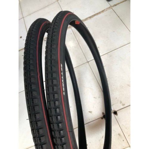 Ban Luar Sepeda 26 x 1 3/8 Swallow Original Jengki Sierra CTB Hitam List Merah Hitam List Putih