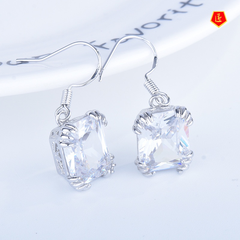 [Ready Stock]Simple Elegant Vintage Inlaid Gemstone Earrings