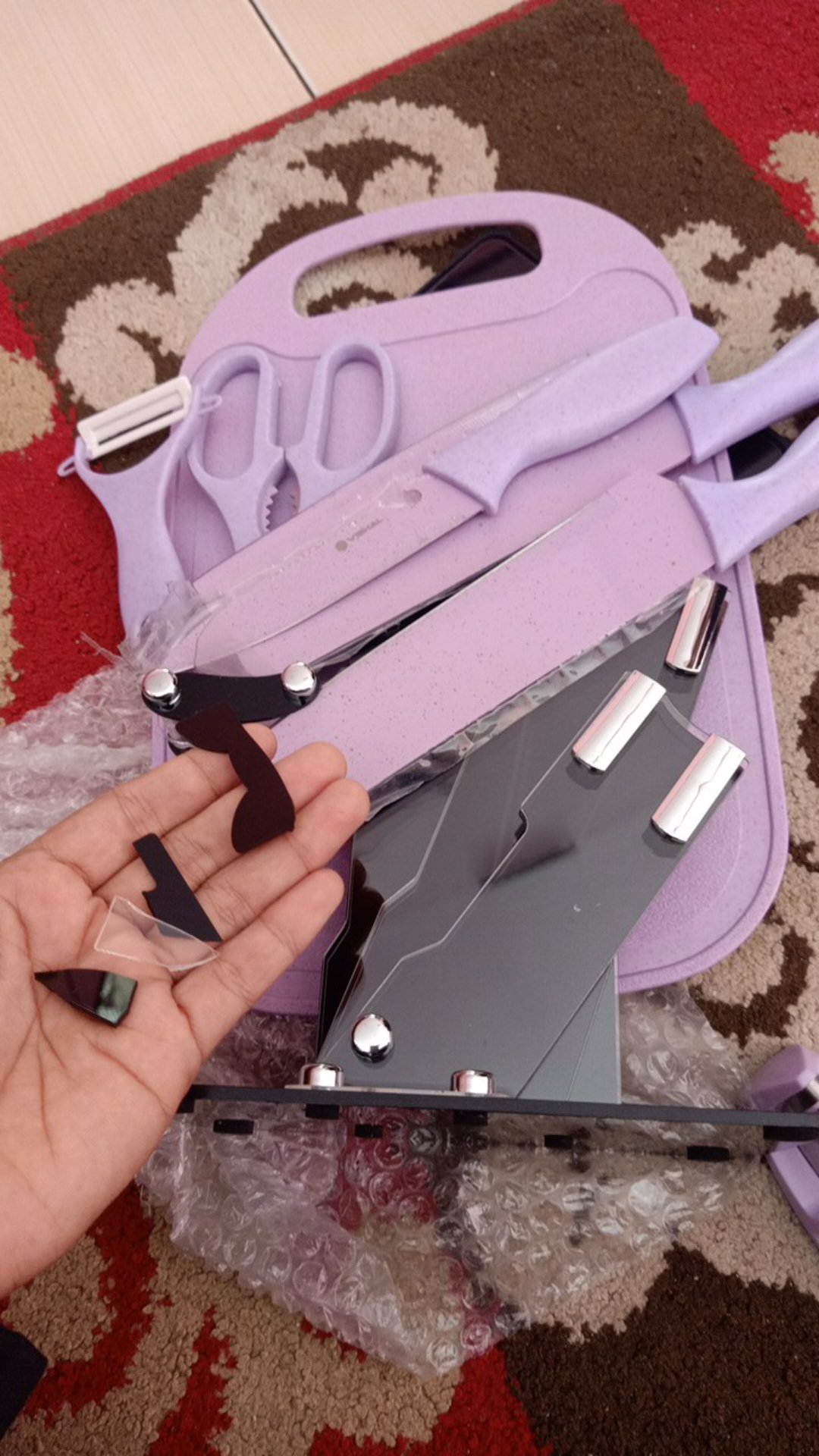 Anqi 1888 8 In 1 Kitchen Pisau Set / Talenan, Pisau, Pengupas, Gunting Dapur Knife Set
