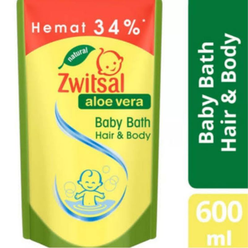 Zwitsal Baby Bath Hair &amp; Body AloeVera 600ml - Zwitsal Sabun Shampoo Bayi Aloe Vera - Shampo Sabun 2in1