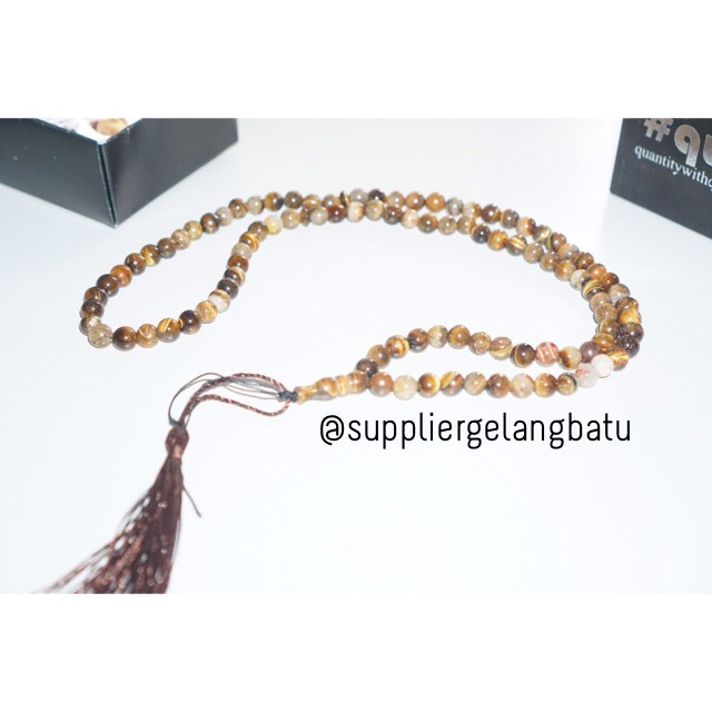 tasbih batu TIGER EYE 99 butir premium tasbeh biduri sepah 8mm 10mm aksesoris renceng pria wanita