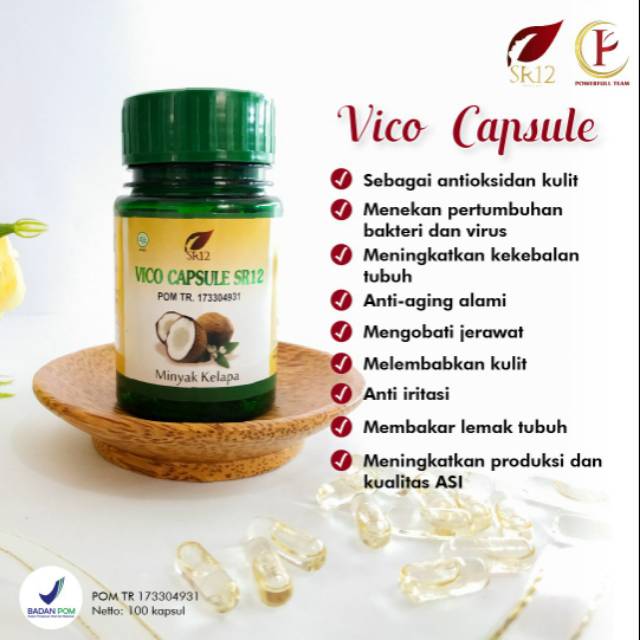 Vico Capsule Sr12 Vco Virgin Coconut Oil Kapsul Sr12 Penggemuk Pelangsing Suplemen Tubuh Indonesia