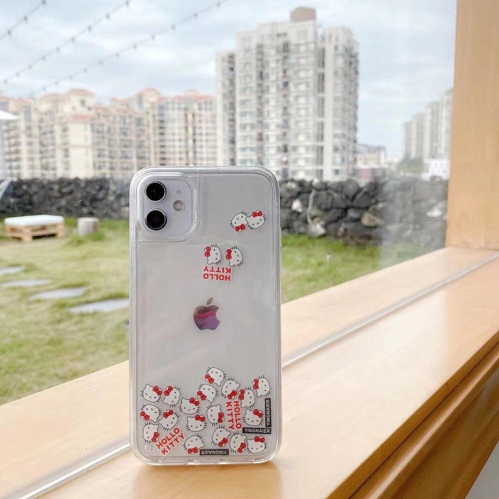 Hello Kitty Casing Air Glitter water Iphone 6 6s 7 8 SE 6+ 6s+ 7+ 8+ X Xs Xr Max 11 12 13 Pro FH04