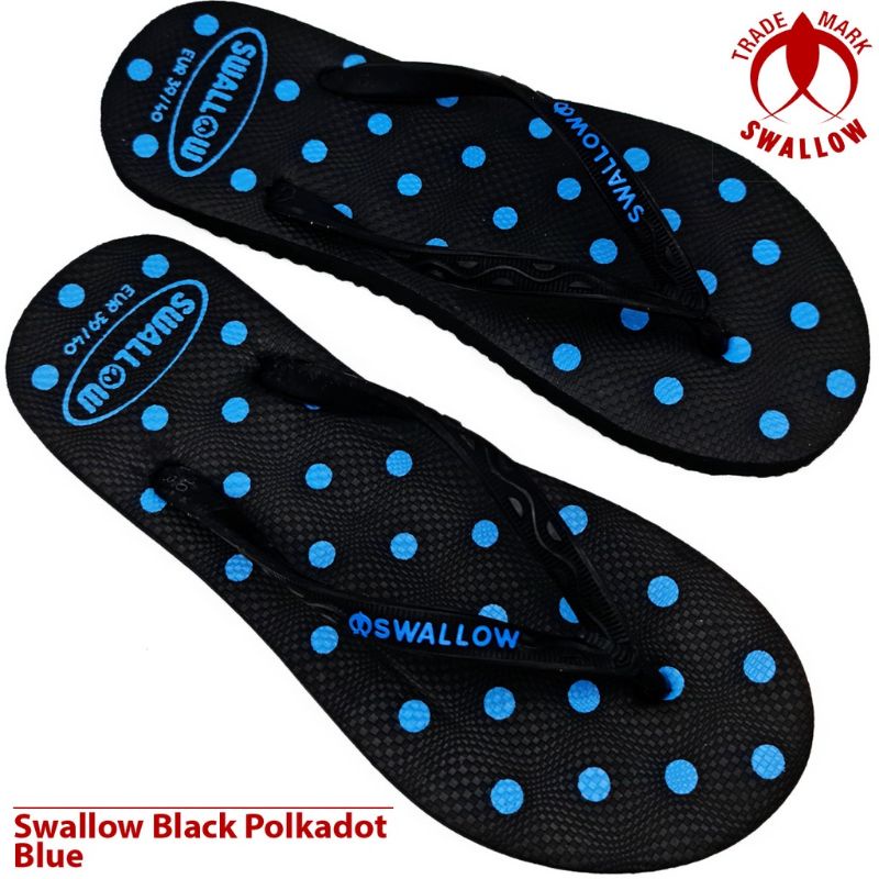PROMO 6 PASANG SWALLOW BLACK POLKADOT WANITA DEWASA 9.5-10.5