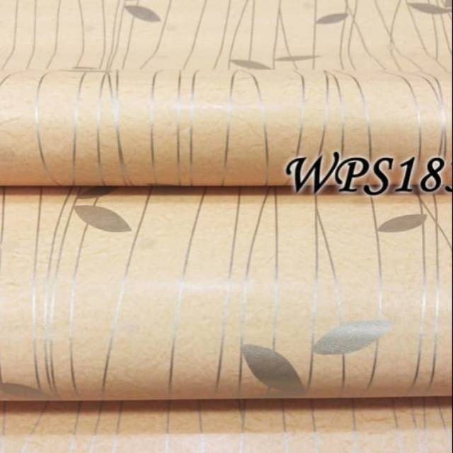 Wallpaper stiker dinding WAVE DAUN SILVER dasar cream