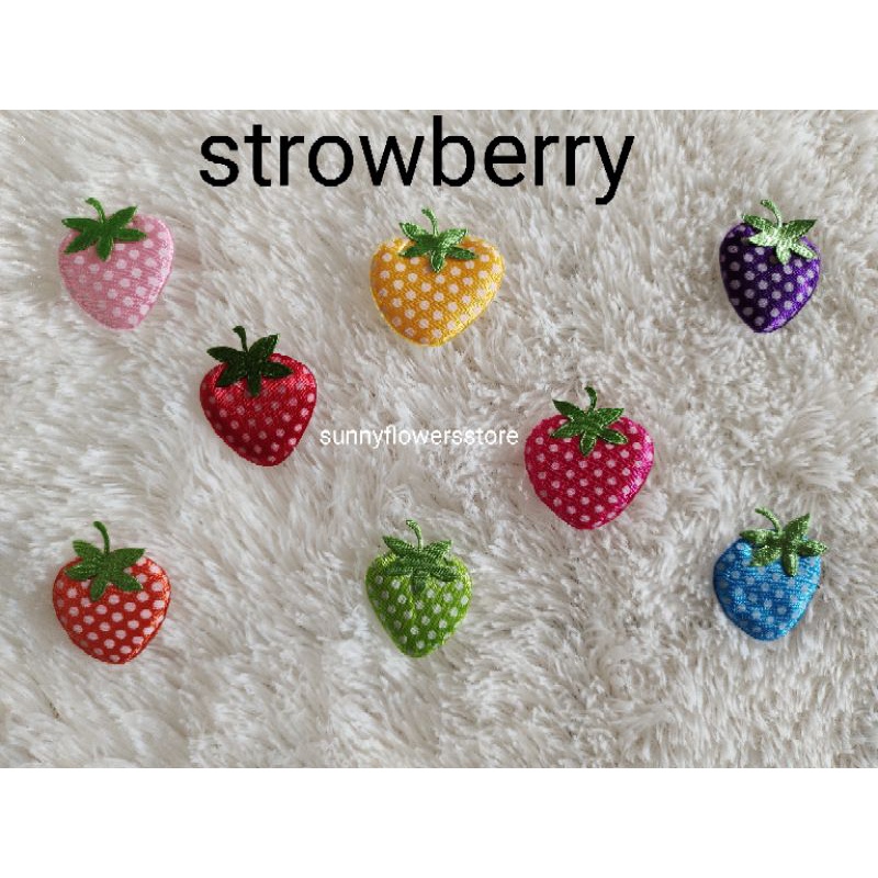 ( 12 PCS ) APLIKASI TEMPEL MOTIF STROWBERRY