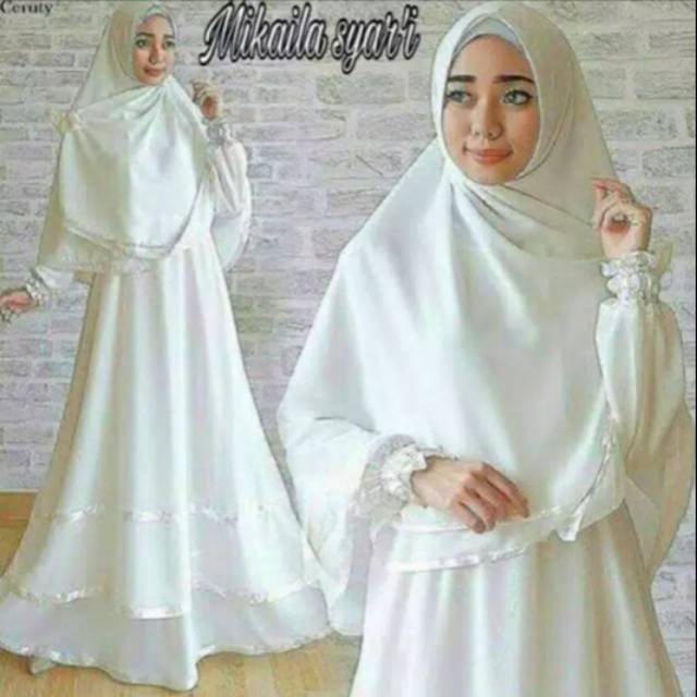 GAMIS MIKAILA SYAR'I / GAMIS PUTIH / GAMIS SYAR'I / GAMIS+HIJAB / GAMIS LEBARAN 2024