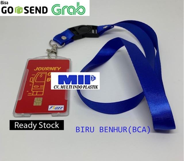 Tali nametag biru/tali gantungan id card/casing id card/tali lanyard 2 cm/cover kartu/cover id card