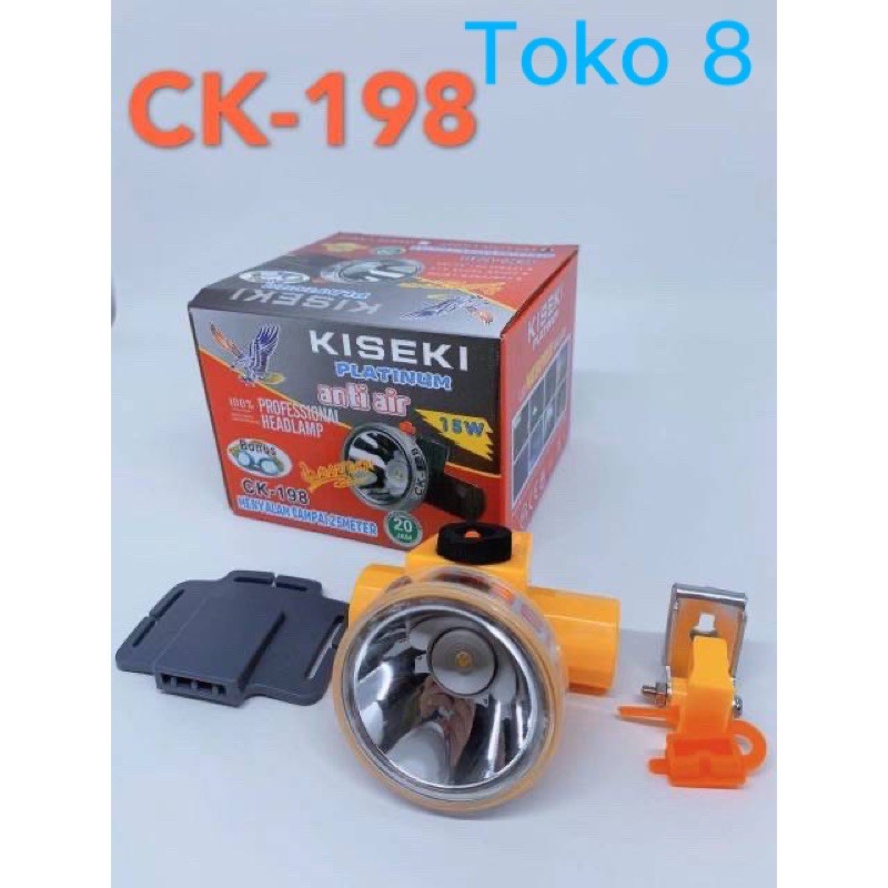 senter kepala kiseki ck-198 15w/ super terang/ head lamp / waterproof