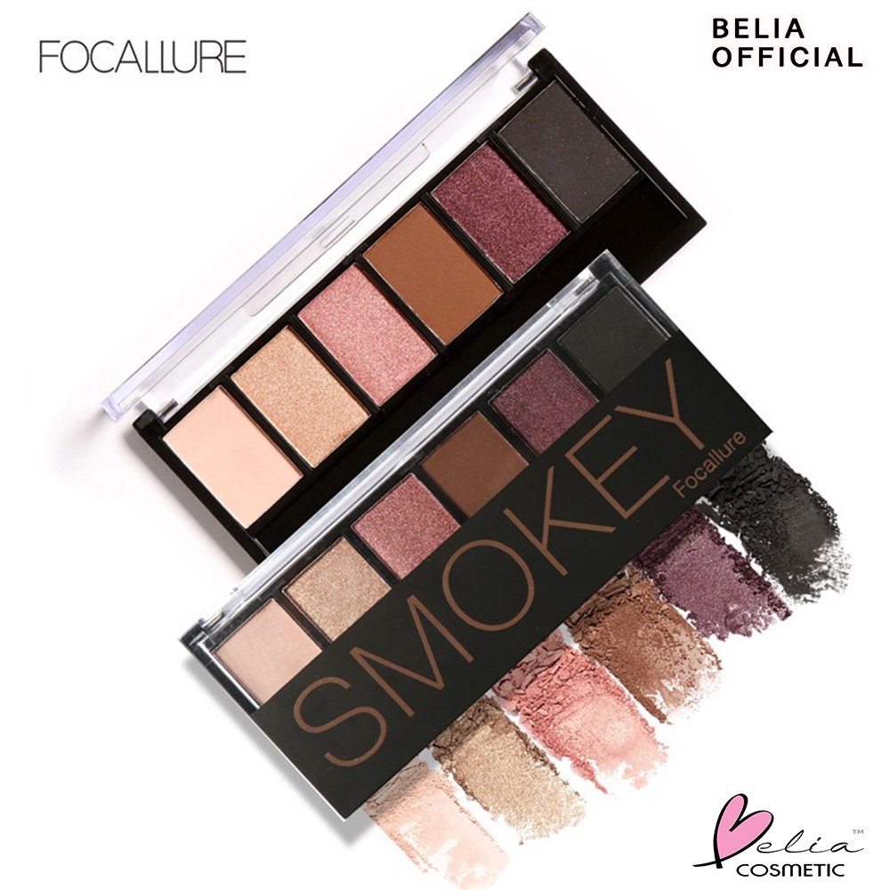 ❤ BELIA ❤ FOCALLURE Smokey 6 Colors Eyeshadow Palette FA06 | Eyeshadow | Riasan Mata (✔BPOM)