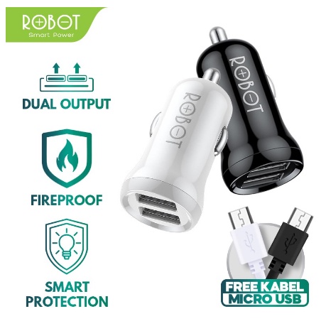 ITSTORE Robot Sever Mobil RT-C07 Adaptor Car Charger Mobil Dual Output 2,4A Garansi Original Resmi