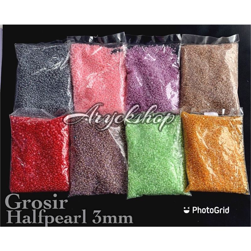 PACK BESAR Half Pearl GROSIR 2mm 3mm Isi 10.000pcs mutbel halfpearl bahan Craft tasbih blink henna Nailart Kuku palsu