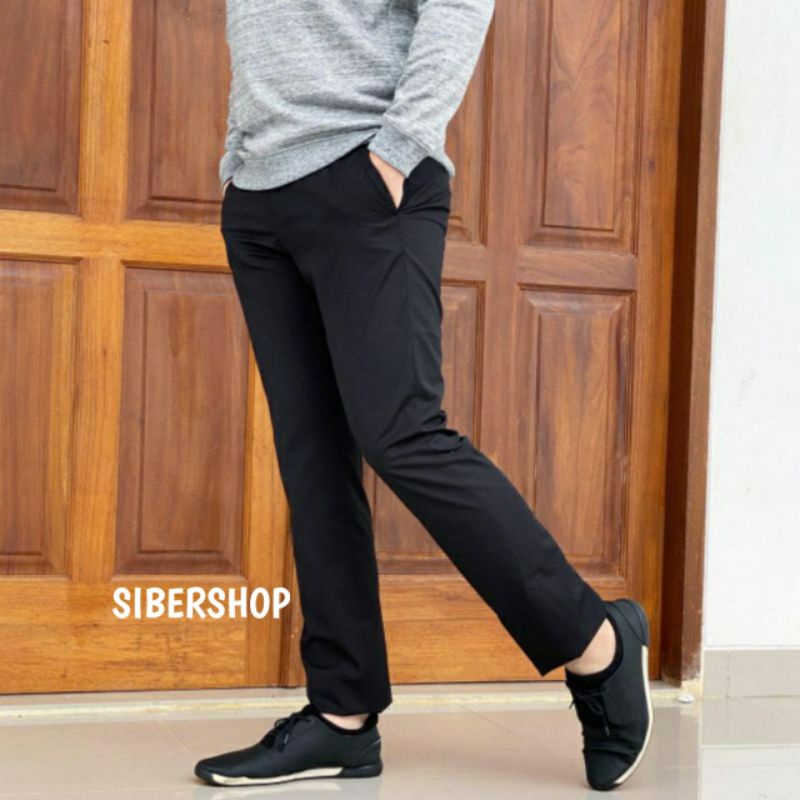 Celana Bahan Formal Slimfit Hitam Kerja Pria Kantor size Jumbo 39-44