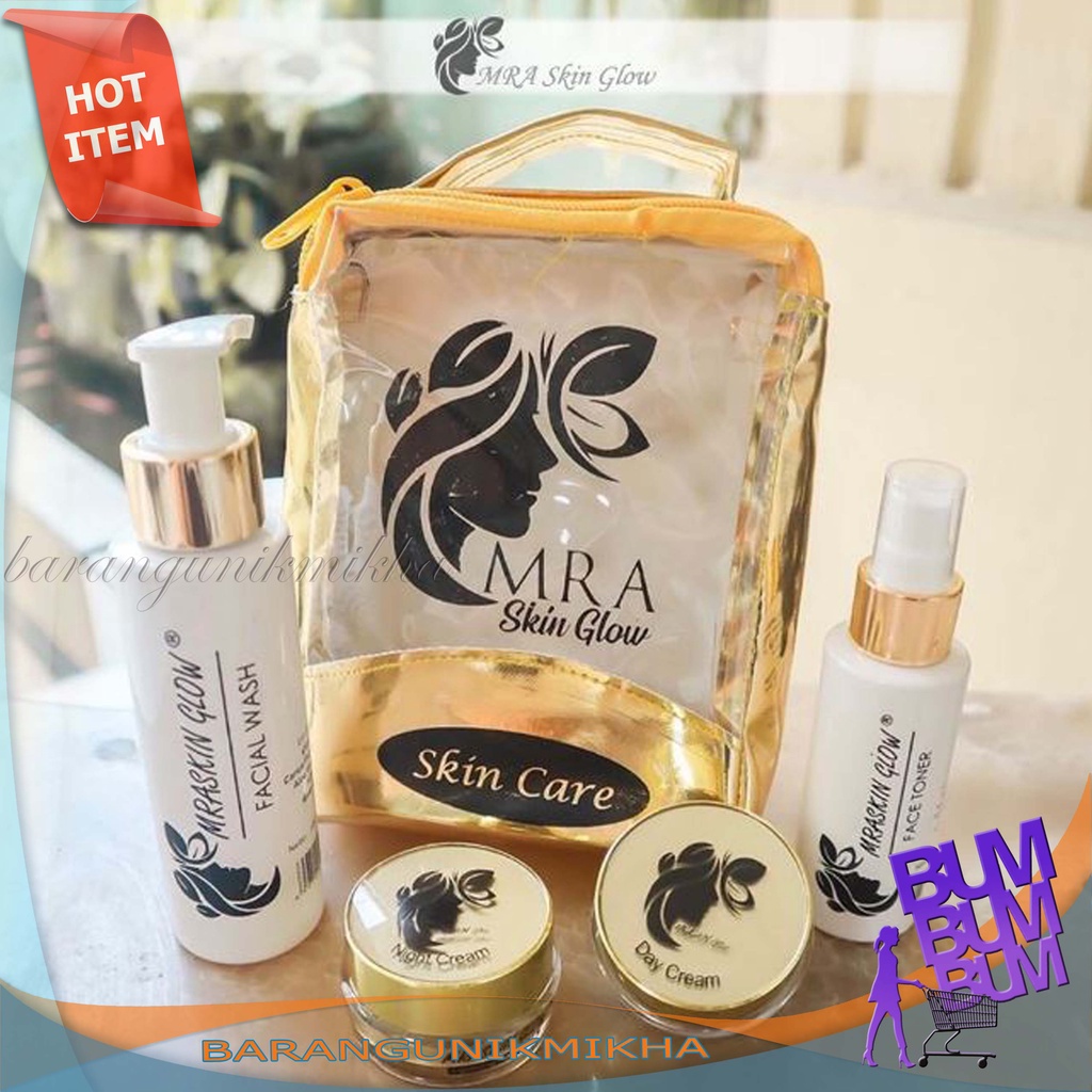 Paket Cream Pemutih Wajah Permanen Aman Cepat by MRASKIN GLOW / MRA SKIN GLOW / BISA ECER ORI 100%