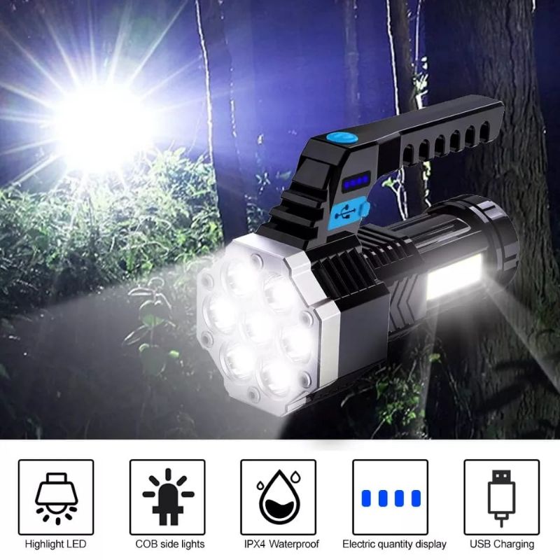 Lampu Senter LED Super Flashlight 7 LED Super Terang USB Rechargeable Bisa Untuk Lampu Sepeda