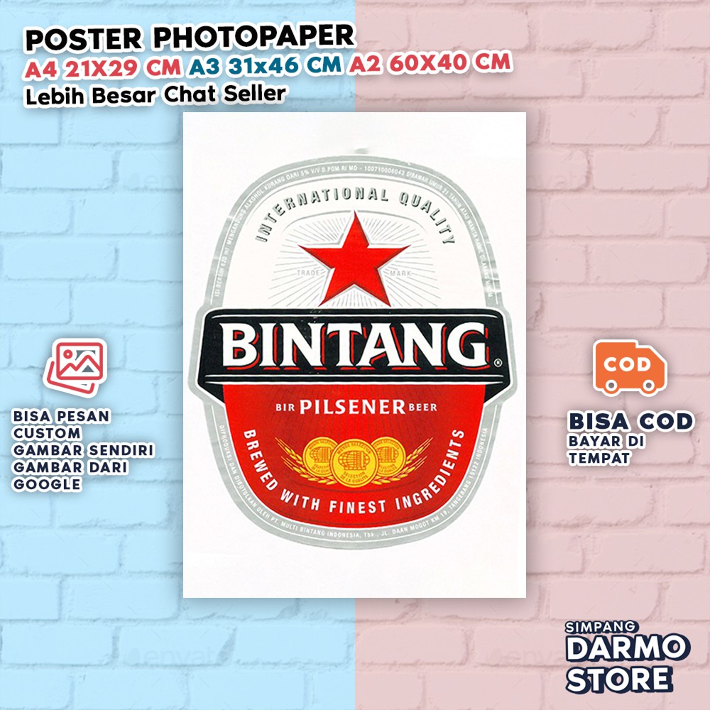 Poster Logo Bintang Bir Hiasan Dinding Hypebeast Hypebis Beer Local Hype Logo Trending Pajangan Anak
