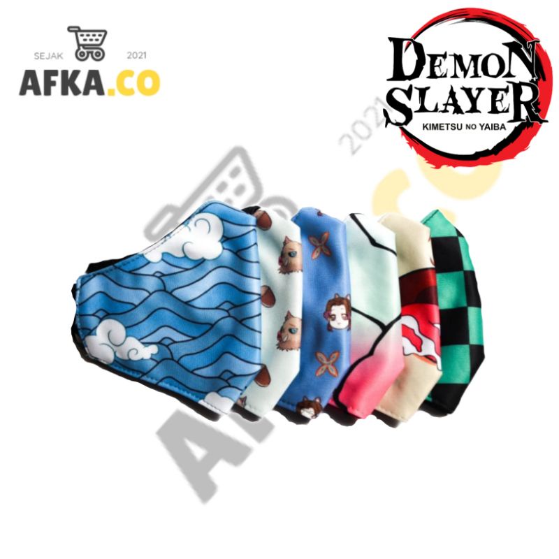 MASKER KAIN 2 PLY ANIME DESAIN DEMON SLAYER