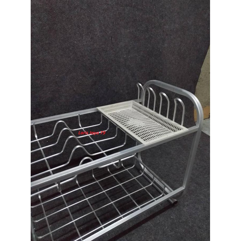 Rak Piring Full Aluminium Susun 2 / Rak Piring Wastafel Mommybusana