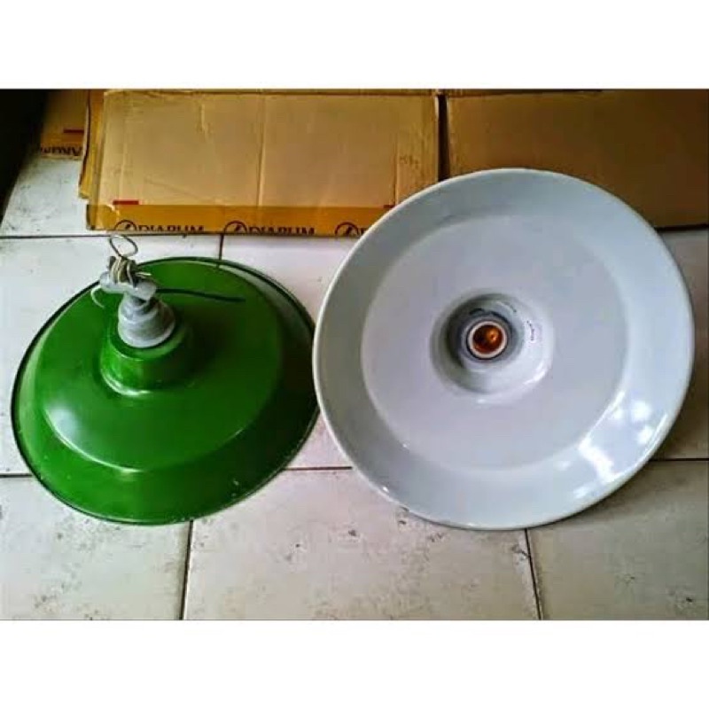 Kap Lampu Gantung Hijau Outdoor + Fitting WD E27 Tahan Air