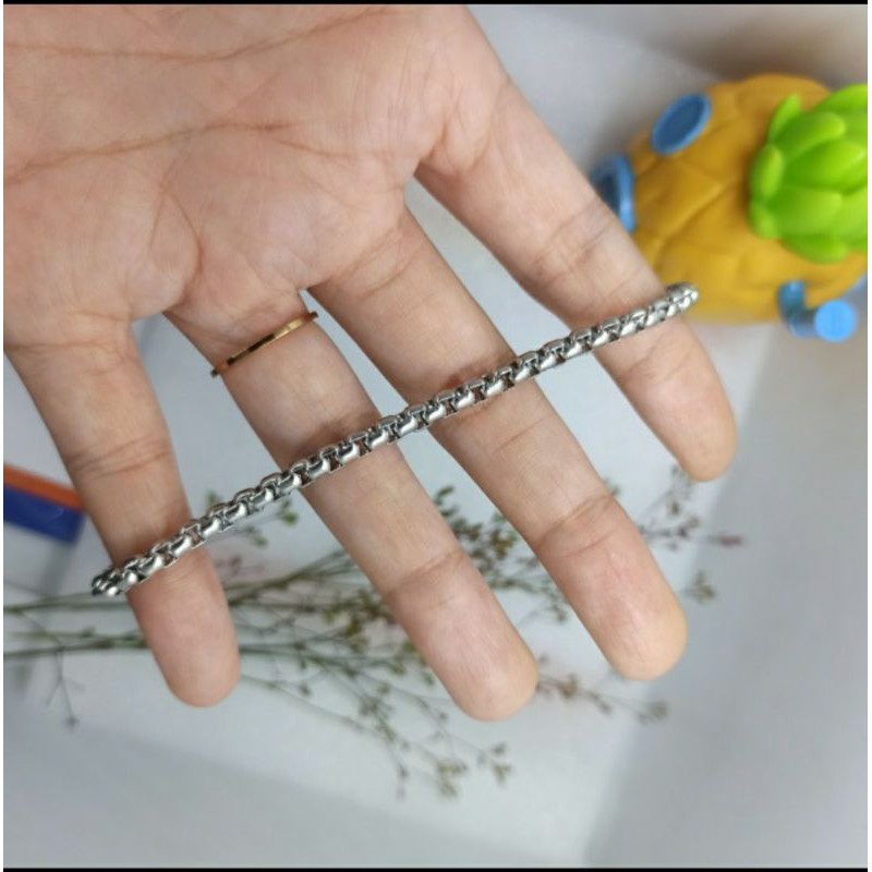 GELANG TITANIUM ROLLO ITALI SIMPEL PRIA DAN WANITA ANTI KARAT MODEL TERBARU BERGARANSI DAN TERMURAH