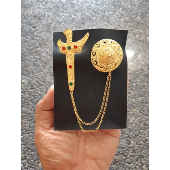 Premium bros alpaka bali set safari cowo motif kancing keris tam polos