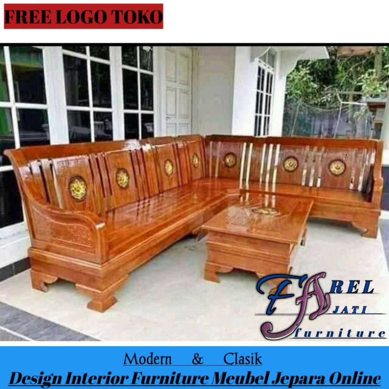 KURSI SUDUT MINIMALIS KAYU JATI FURNITURE KURSI TAMU L SUDUT