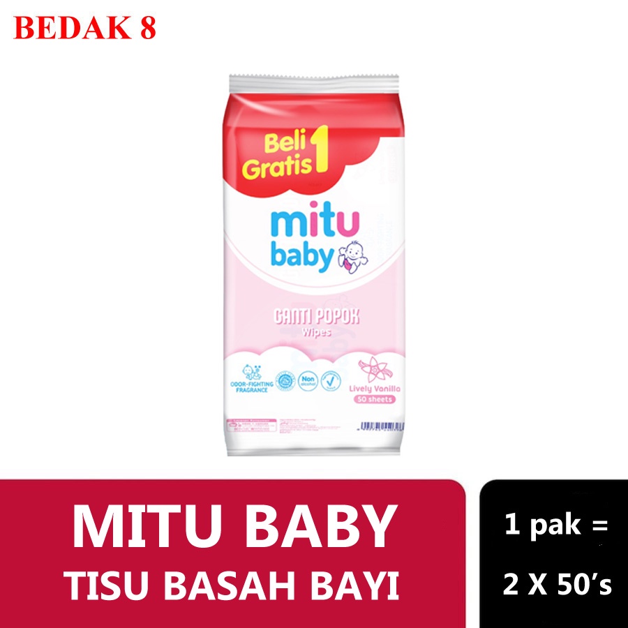 Mitu Baby Tisu Basah Bayi Ganti Popok  50's X 2/ But 1 Get 1