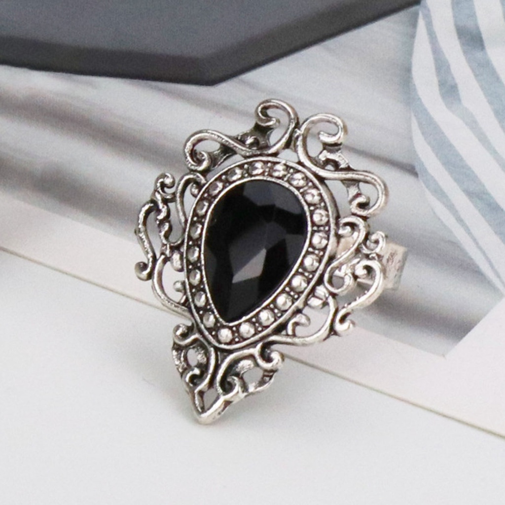 Hu Hu Hu Hu Hu Alat Bantu Pasang Kacamata♡ Cincin Model Terbuka Bahan Alloy Desain Ukiran Hati Hias Permata Imitasi Gaya Bohemian Untuk Priawanita