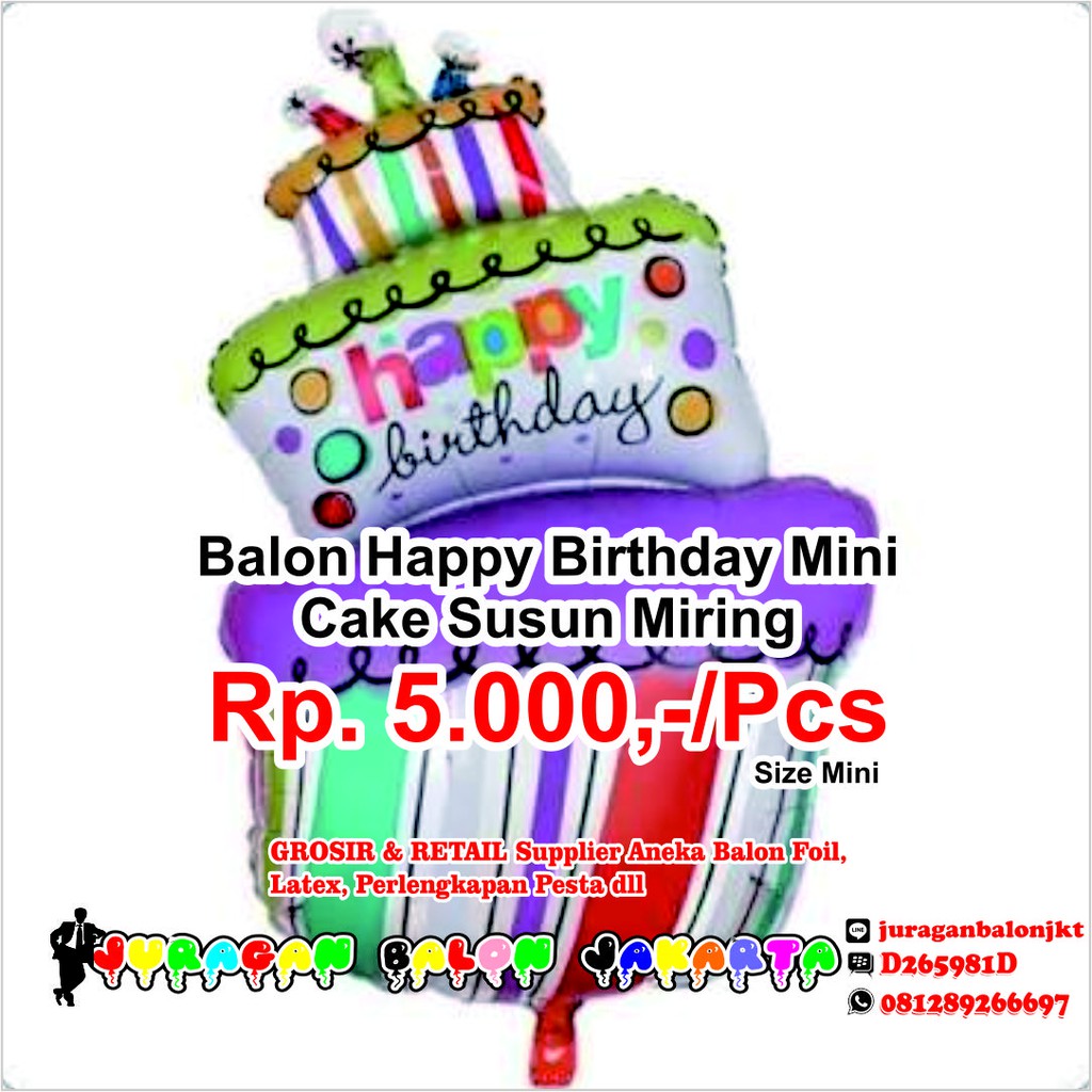 

Balon Foil HBD Mini Cake Susun Miring