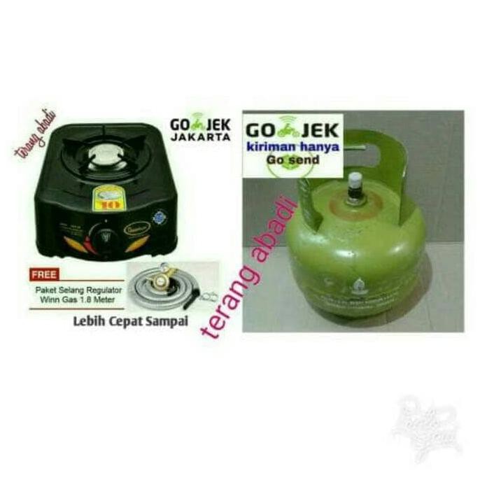 Kompor Gas Quantum 101R 1Tungku+Tabung 3Kg+Isi Free Selang Paket Winn - Terbaik 
