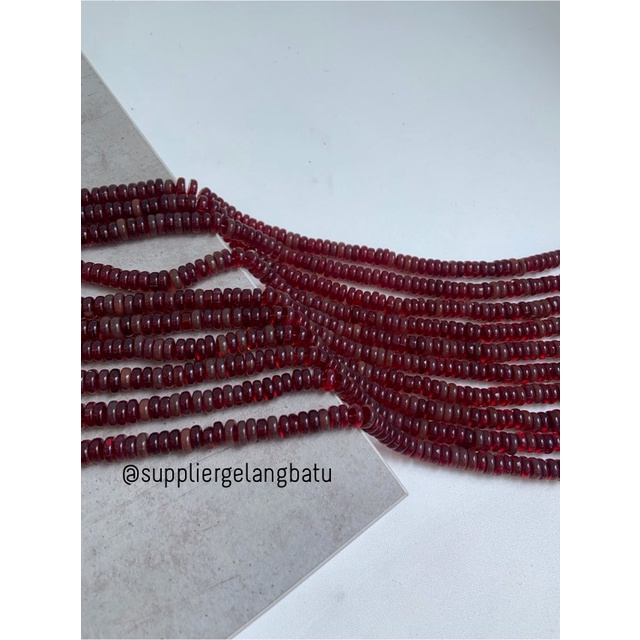 batu rondelle DARK RED quartz Beads 5 x 10mm spacer pembatas tasbih bahan perlengkapan muslim fashion sholat