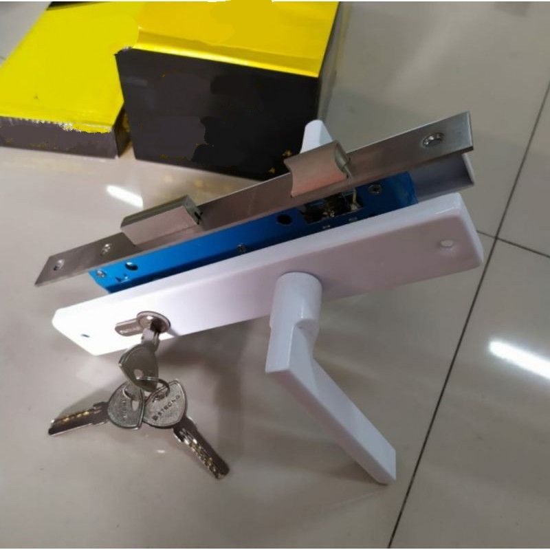 Handle Plate + Body Kunci Pintu Alumunium 8530 Set Putih- Kunci P2