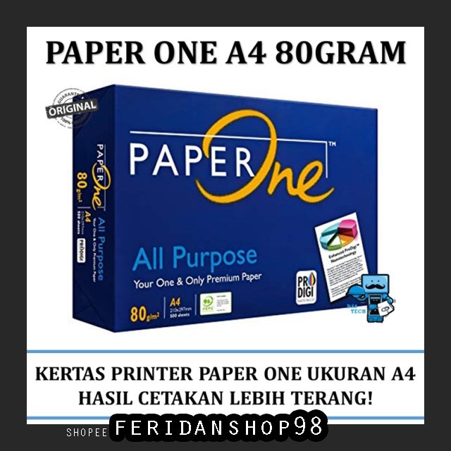 

FS174 KERTAS PRINT & FOTOCOPY KERTAS A4 HVS ATK PAPER ONE 80 GRAM HVS A4 PAPER 500 LEMBAR BY FERIDAN