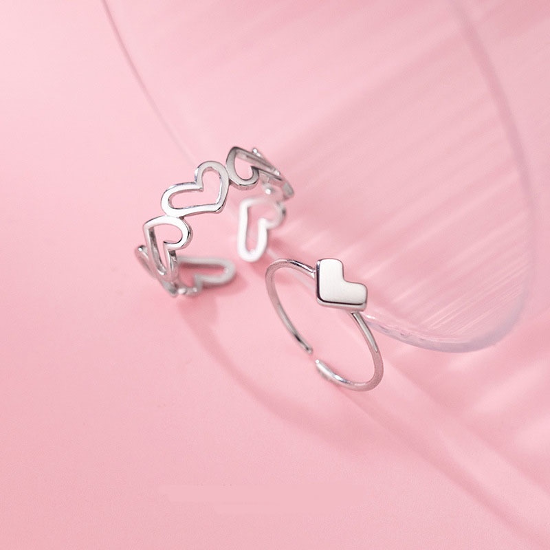 Cincin Model Terbuka Dapat Disesuaikan Bentuk Hati Gaya Simple Untuk Hadiah Wanita