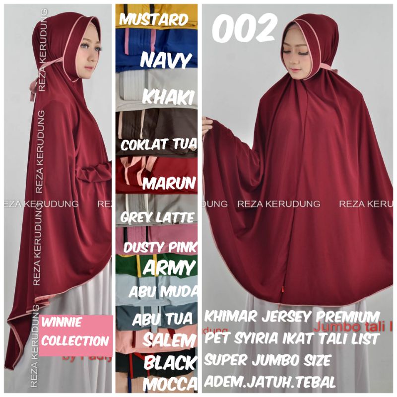 Bergo khimar syiria jersey premium (adem.tebal) tali ikat belakang super jumbo size