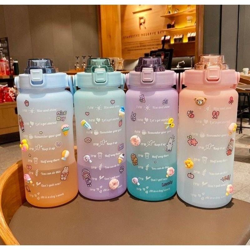 Botol Minum  2 liter MOTIVASI KOREA GRADASI / BENING BPA FREE (INCLUDE STIKER )