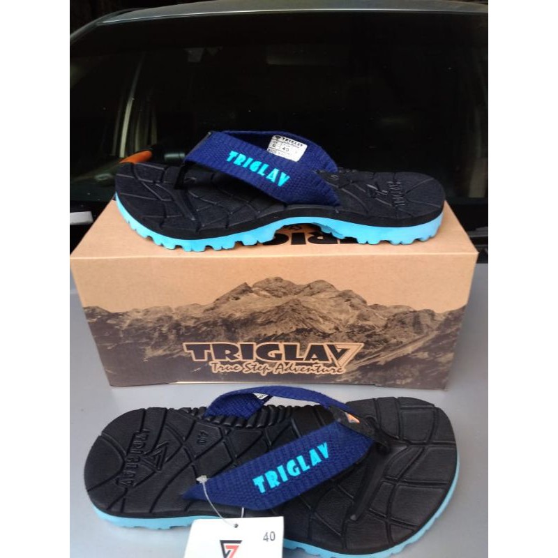 Sandal Outdoor Jepit Dan Gunung TRIGLAV Super Premium Original Biru Tosca