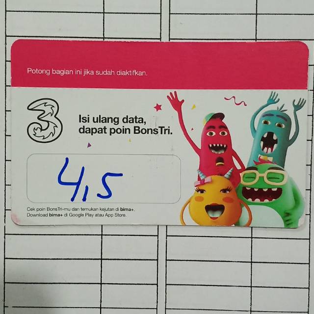 VOUCHER DATA TRI BM1 = 4.5GB