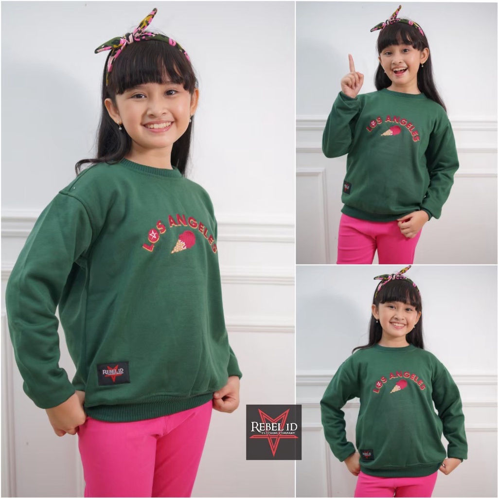 Sweater Kids Los Angeles | Fleece Cotton Tebal Anti Bacteri | Original REBEL ID | Dhea Fashion